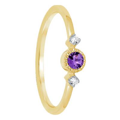 Bague Lolita Améthyste, Diamants & Or Jaune 375 - Aurora