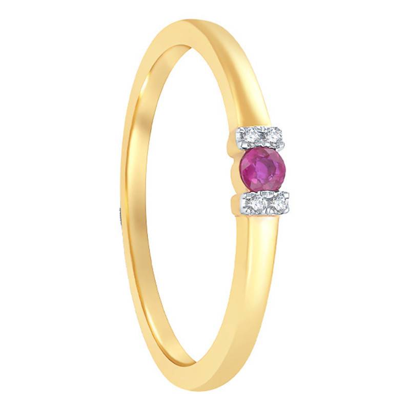 Yellow Gold 375 Shoulder-Set Solitaire Ring with Diamond 0.02 ct & Ruby 0.10 ct - Aurora