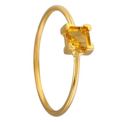 Bague Carrée Or Jaune 375 et Citrine - Aurora