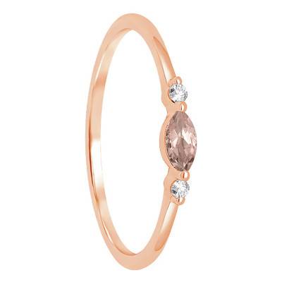 375/1000 Rose Gold Morganite 0,19 ct & Diamond Solitaire Ring - Aurora