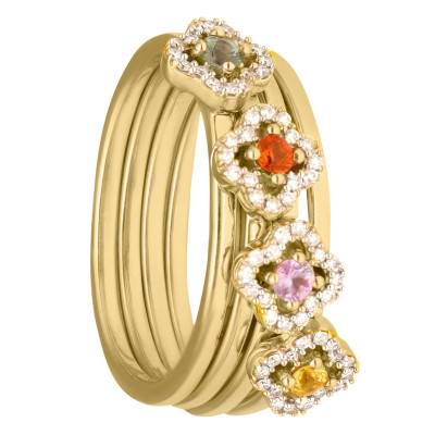 Bague Quartz en Or Jaune 375 & Diamants 0,17 ct - Aurora