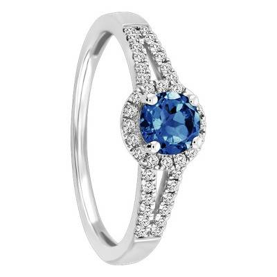 Bague Marina London Blue Topaze, Diamants & Or Blanc 750 - Aurora