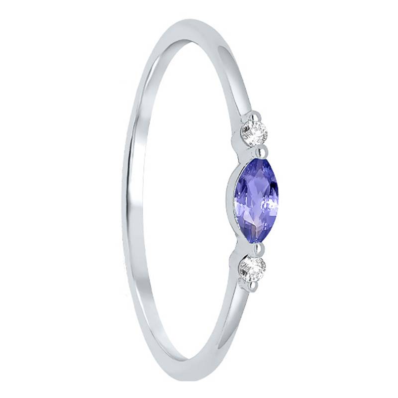 375/1000 White Gold Tanzanite 0,19 ct and 2-Diamond Solitaire Ring - Aurora