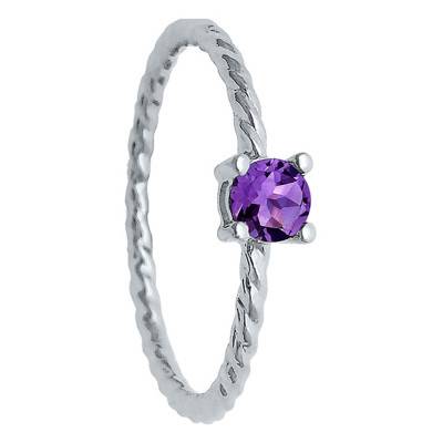 375 White Gold Amethyst 0.21 ct Solitaire Ring - Aurora