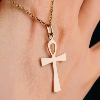 Croix de Vie polie 17 x 32 mm Or Jaune 750 - Emanessence