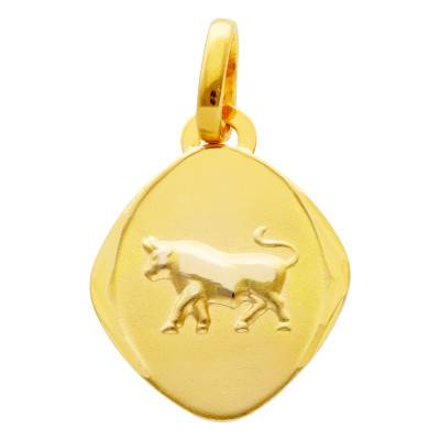750/1000 Yellow Gold Faceted Taurus Zodiac Medal - Emanessence