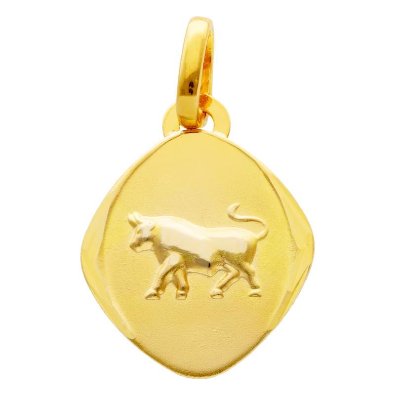 750/1000 Yellow Gold Faceted Taurus Zodiac Medal - Emanessence