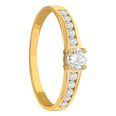 750/1000 Yellow Gold Diamond Accented Solitaire Ring 0,50 ct GSI - Demetra