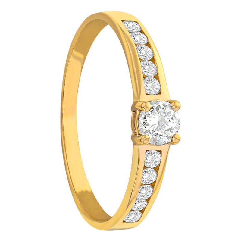 750/1000 Yellow Gold Diamond Accented Solitaire Ring 0,50 ct GSI - Demetra