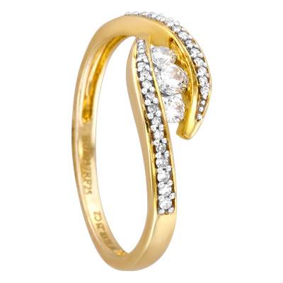 Engagement Ring with Accompanying Diamonds 0.25 ct in 750 Yellow Gold - Kundan