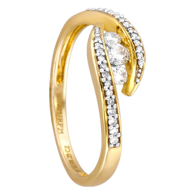 Engagement Ring with Accompanying Diamonds 0.25 ct in 750 Yellow Gold - Kundan
