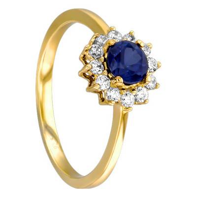 Bague de fiançailles Thaïs Or Jaune 750, Saphir 0,35 ct, Diamants 0,25 ct - Juweel