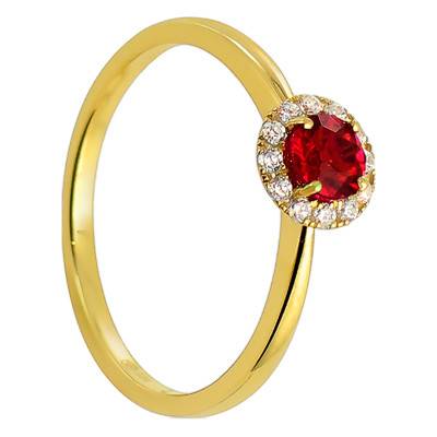 Bague Azuri Or Jaune 750, Rubis 0,36 ct, Diamants 0,10 ct - Diamond Lady
