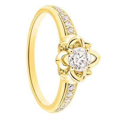 Bague Solitaire Lotus Forever, Or Jaune 750 & Diamant - Ponce