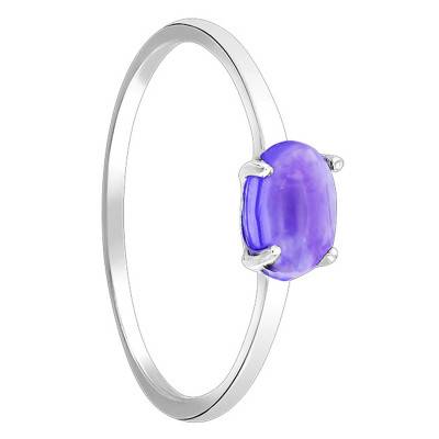 White Gold & Oval Amethyst Ring - Aurora