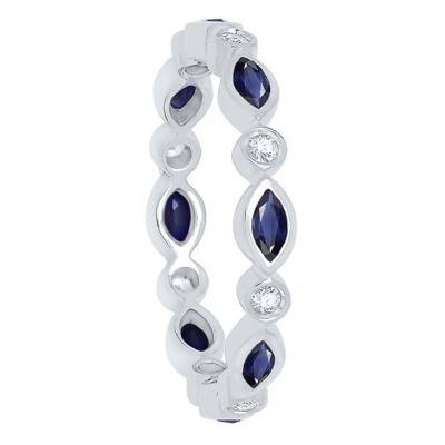 Delia Ring in 750 White Gold, Diamonds & Sapphire - Aurora