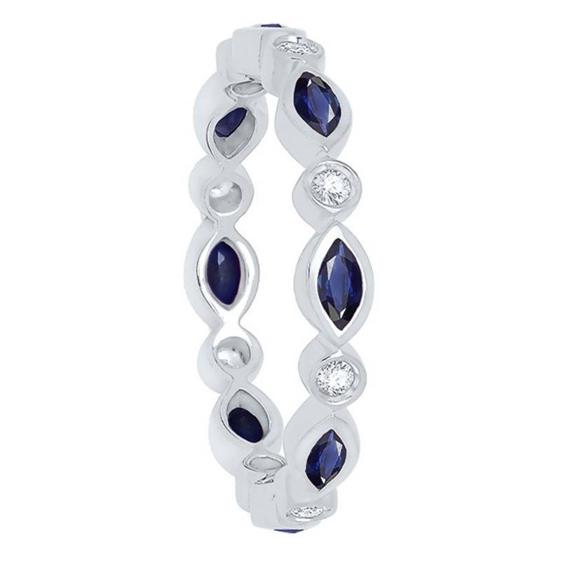 Delia Ring in 750 White Gold, Diamonds & Sapphire - Aurora