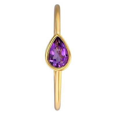 Pear Amethyst Solitaire in 750 Yellow Gold - Aurora