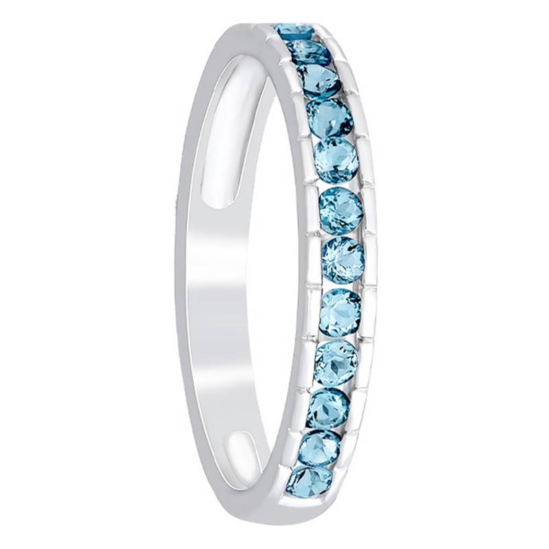 375/1000 White Gold & Topaz Linea Ring - Aurora