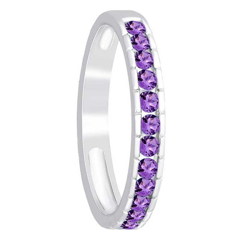 375/1000 White Gold & Amethyst Linea Ring - Aurora