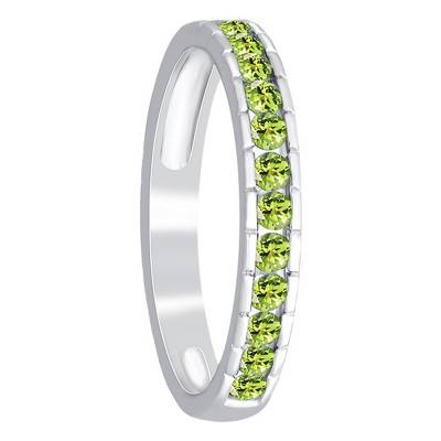 375/1000 White Gold & Peridot Linea Ring - Aurora