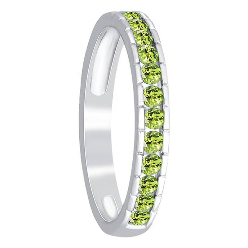 375/1000 White Gold & Peridot Linea Ring - Aurora