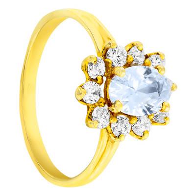 Yellow Gold 375 Daisy Ring with Zirconium Oxides & Topaz - Aurora