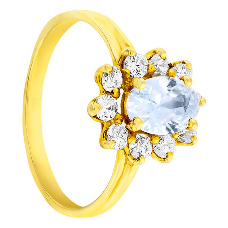 Yellow Gold 375 Daisy Ring with Zirconium Oxides & Topaz - Aurora