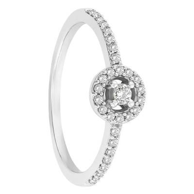 Bague Solitaire Carpette, Diamant 0,05 ct & Or Blanc 375 - Alliantine