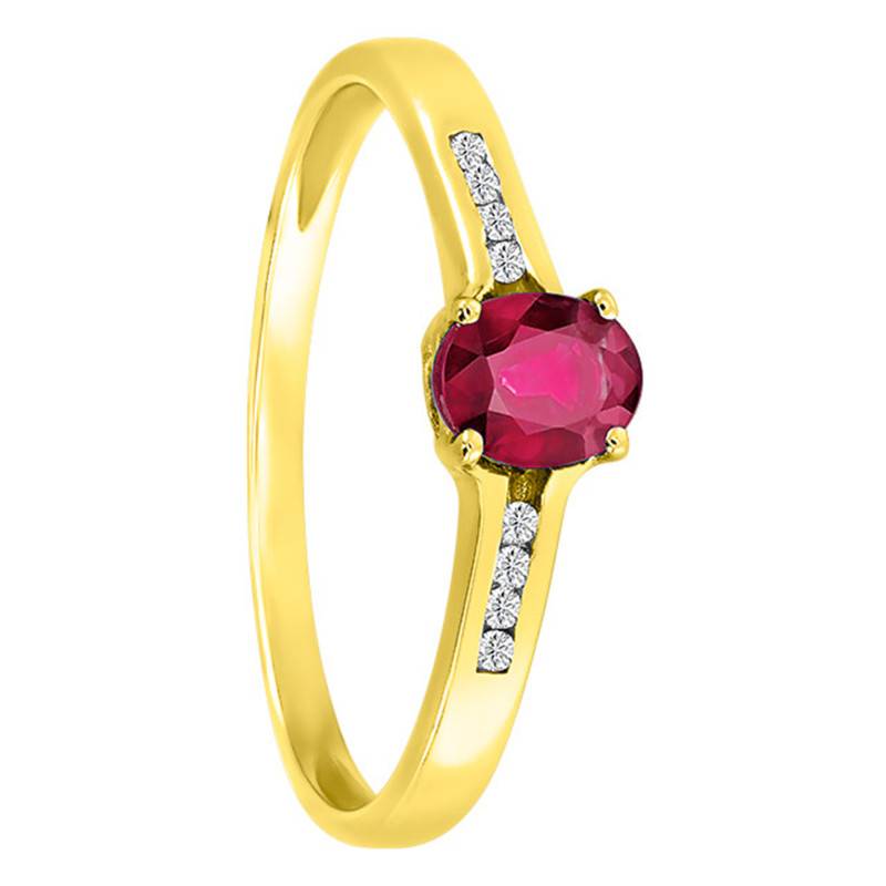 750/1000 Yellow Gold Ruby & 0.06ct Diamond Cluster Ring - Aurora
