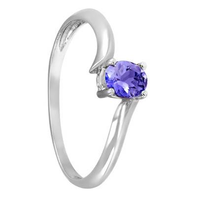 Tanzanite Solitaire Ring in 375 White Gold - Aurora
