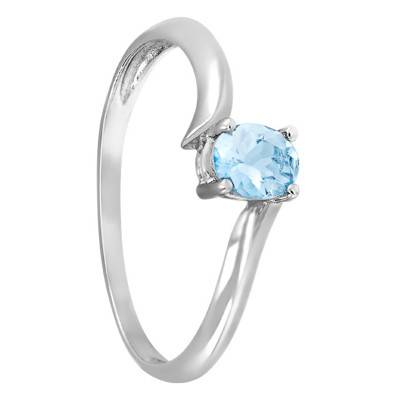 Aquamarine Solitaire Ring in 375 White Gold - Aurora