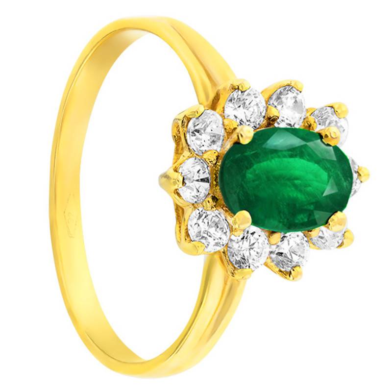 Yellow Gold 750 Cubic Zirconia Daisy Ring - Aurora