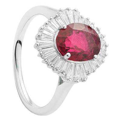 Bague Rubellite 1,80 ct & Diamants 0,82 ct en Or Blanc 750 - Aurora