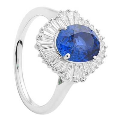 Bague Or Blanc 750, Saphir 2,30 cts, Diamants 0,82 ct - Aurora