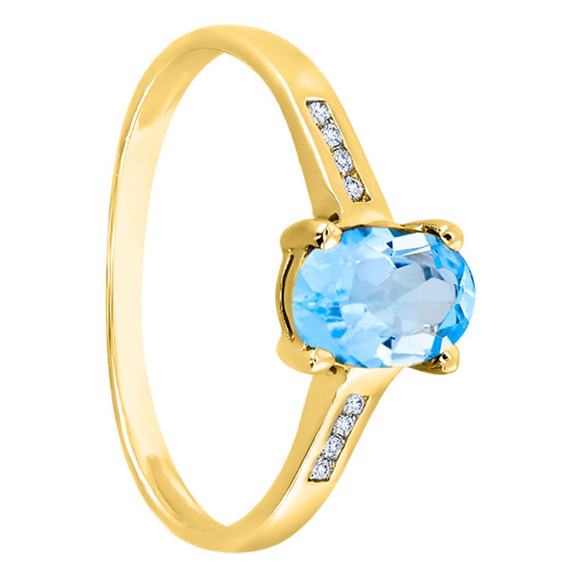 Bague, Or Jaune 750, Topaze Diamants 0,06 carat Aurora Ocarat