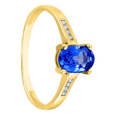 Bague en Or Jaune 750, Tanzanite & Diamants 0,06 ct - Aurora