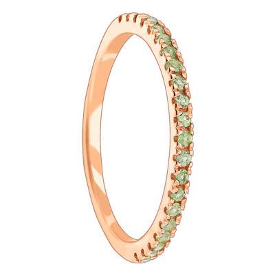 Bague Half Eternity Or Rose 375, Saphir Vert - Aurora