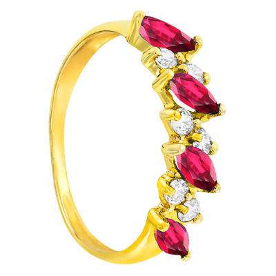 Bague de Fiançailles en Or Jaune 375 & Rubis et Oxydes de Zirconium - Aurora