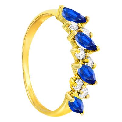 Bague en Or Jaune 375 & Saphir et Oxydes de Zirconium - Aurora