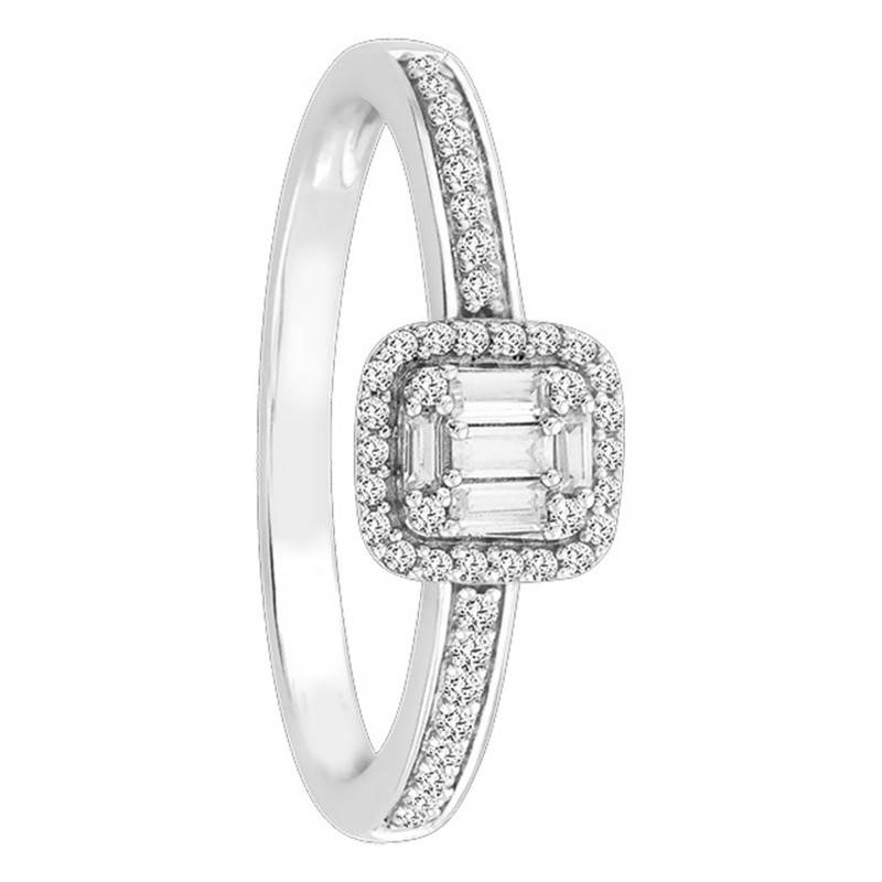 750 White Gold Diamond Solitaire Engagement Ring with Side Stones, 0.40 ct - Alliantine