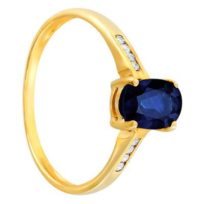 Bague, Or Jaune 750, Saphir noir & Diamants - Aurora
