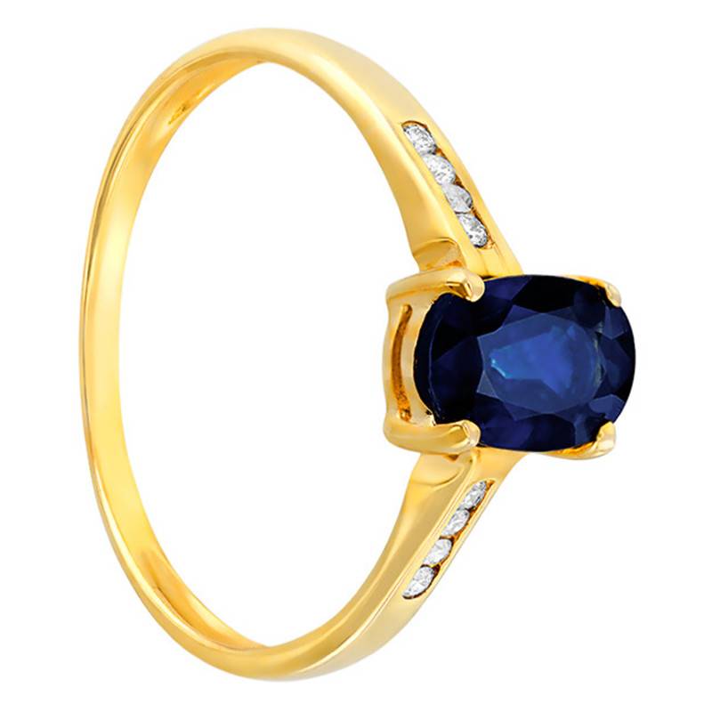 750 Yellow Gold Side-Stone Black Sapphire & Diamond Ring - Aurora