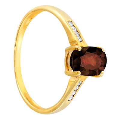 750/1000 Yellow Gold Garnet & Diamond Halo Ring - Aurora