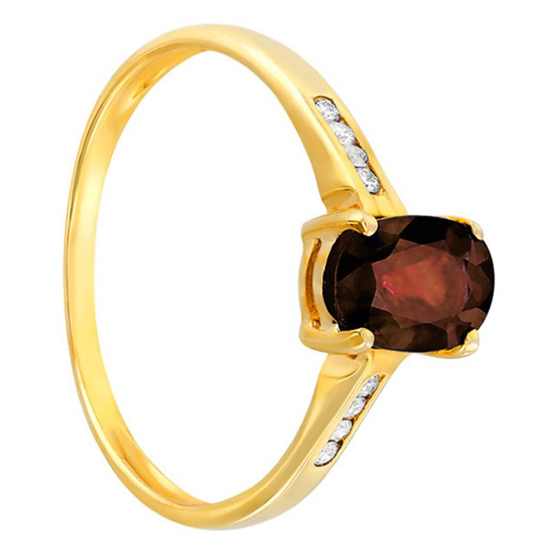 750/1000 Yellow Gold Garnet & Diamond Halo Ring - Aurora