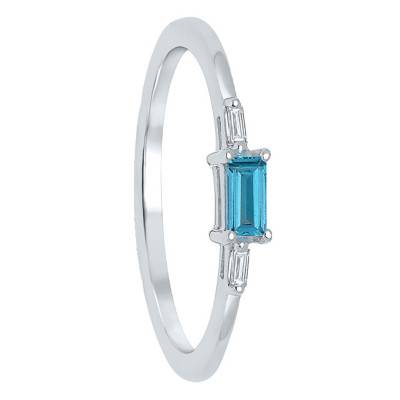 Bague Lola London Blue Topaze, Diamants & Or Blanc 375 - Aurora
