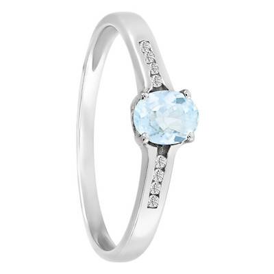 Bague, Or Blanc 375, Topaze & diamant - Aurora