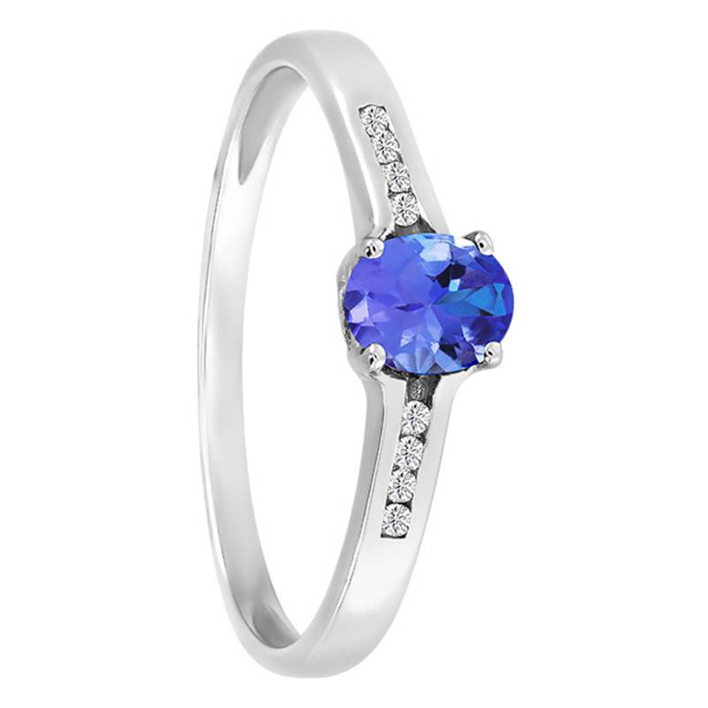 375/1000 White Gold Tanzanite & Diamond Cluster Ring, 0,06 ct - Aurora