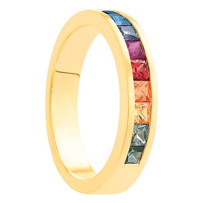 Bague Or Jaune 750, Saphirs Multicolores 1 ct - Aurora