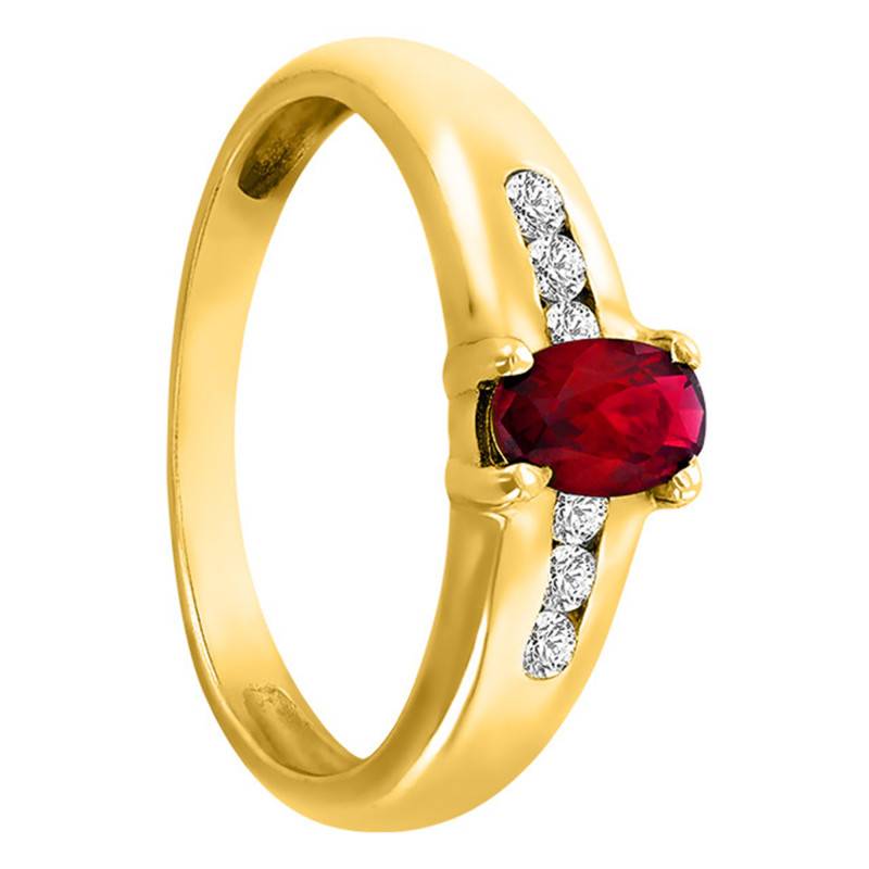 750 Yellow Gold Solitaire Ring with 0,17 ct Diamonds & 0,59 ct Ruby - Aurora
